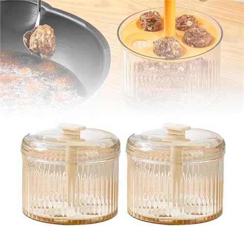 Translucent Meatball Maker, 2024 New Kitchen Extruded Meatball Making Tool, 5 Balls Meatball Maker Tool ​Kitchen Meatball Mold,Crafting Perfectly Shaped and Uniform Meatballs (Beige-2Pcs) von Yanobia
