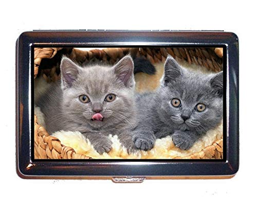Edelstahl Zigarettenetui, Korb Kätzchen Animal Cute Cat Cash Holder Fall Box von Yanteng