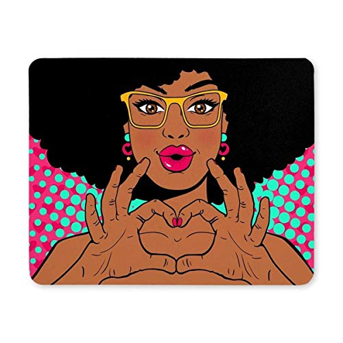 YENDOSTEEN Gaming Mouse pad, Gaming Mouse pad - Mousepad Design Junge afroamerikanische Frauen - küsse und Lippen Formen Afro - Brille Natur dauerhaft in Computer - Maus. von YENDOSTEEN