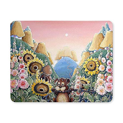 Gaming Mouse pad, Maus - Pads - Dorf, Hunde und Blumen Anti - rutsch - Mousepad von Yanteng