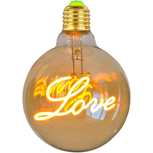 Yanuoda Vintage Led Birne Love G95 4W Dimmbar 2000Kelvin Super Gelb Warm Dekorative Edison Birne Pendelleuchte von Yanuoda