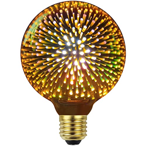 Yanuoda 3D Edison-Birne 4W Nicht dimmbares Feuerwerk Spezial-Dekorative LED-Birne E27 220-240V (G95 3D Golden) von Yanuoda