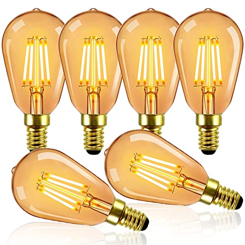 Yanuoda 6er-Pack Led-Lampen ST45 4W Kerzenglühbirne E14 Kleine Edison-Schraubsockel 2500 Kelvin Warmweiß Dekorative Glühbirne von Yanuoda