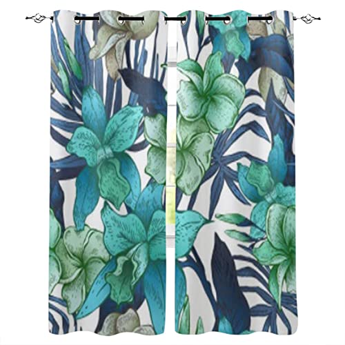 Yanyan Art Vektor Vintage Floral Tropical Seamless Pattern Fenstervorhänge für Zuhause Wohnzimmer Schlafzimmer Dekorative Vorhänge Vorhänge Jalousien WxH/2x70x122cm verdunkelungsvorhang von Yanyan Art