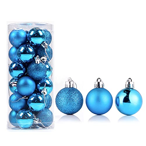 Yanyan 24 Stück Weihnachtskugeln Weihnachtskugeln Ornamente für Weihnachtsbaum, kleine bruchsichere hängende Kugelkugeln für Weihnachten, Hochzeit, Party, Zuhause, Festival, Dekoration (blau, 4 cm) von Yanyan