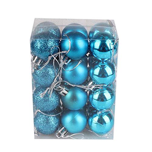 Yanyan 24 Stück Weihnachtskugeln Weihnachtskugeln Ornamente für Weihnachtsbaum kleine bruchsichere hängende Kugelkugeln für Weihnachten Hochzeit Festival Dekor 3 cm (Himmelblau, 24 Stück) von Yanyan