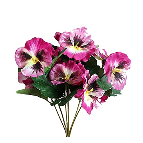 Yanyan Künstliche Blumen, Kunstblumen, Kunstpflanze, Seide, Stiefmütterchen, für Hochzeit, Zuhause, Outdoor, Friedhof, Party, Dekoration, 26 cm (Fuchsia) von Yanyan