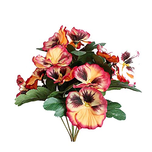 Yanyan Künstliche Blumen, Kunstblumen, Kunstpflanze, Seide, Stiefmütterchen, für Hochzeit, Zuhause, Outdoor, Friedhof, Party, Dekoration, 26 cm (Orange) von Yanyan