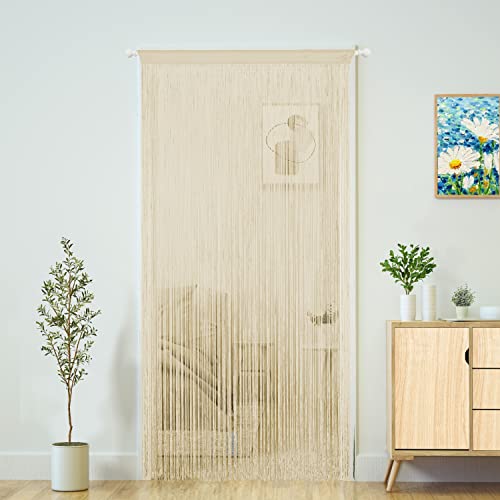 YaoYue Türvorhang aus Schnüren, Boho-Hippie-Stil, hängende Dekoration mit Quasten für Terrasse, Wohn-, Schlafzimmer, Wand, Fenster, Schrank, Küche; Fransen, Raumteiler (110 x 280 cm, Champagner) von YaoYue