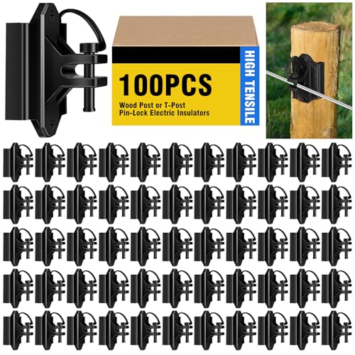 Yaocom 100 Stück Holzpfosten oder T-Pfosten-Isolator, Pin-Lock elektrische Isolatoren, Nagelisolatoren, Elektrodrahtzaun-Isolator für hochfeste Zäune, Ranch, Bauernhofzäune und Grundstückszäune von Yaocom