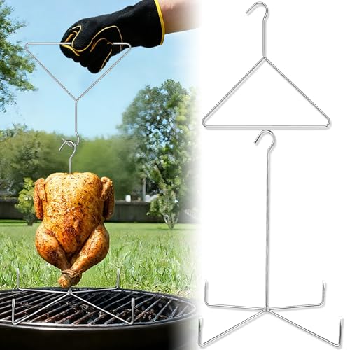 Yaocom 2 Stück Thanksgiving Truthahn-Aufhänger für Smoker Truthahn Fritteuse Zubehör Vertikaler Fritteusenhaken Spieß Rack Kit Edelstahl Geflügel Aufhänger Hühnerhaken Grillrost von Yaocom