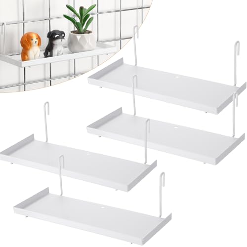 Yaocom 4 Stück Gitterwand-Regalhaken und Hängeregal für Drahtgitterpaneele, Zubehör, Metall-Wandregale für Zuhause, Garage, Einzelhandel (weiß) von Yaocom
