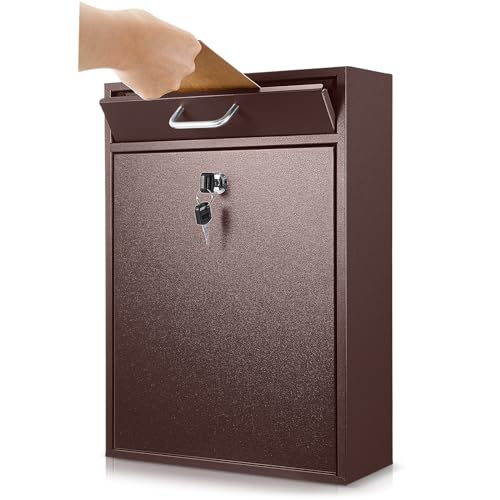 Yaocom Abschließbarer Briefkasten mit Schlüsselschloss, für den Außenbereich, groß, Wandhalterung, Briefkasten mit Schloss, Sicherheitsschloss, Auffangboxen, zum Aufhängen, sicherer Briefkasten Yaocom Abschließbarer Briefkasten mit Schlüsselschloss, für den Außenbereich, groß, Wandhalterung, Briefkasten mit Schloss, Sicherheitsschloss, Auffangboxen, zum Aufhängen, sicherer Briefkasten von Yaocom
