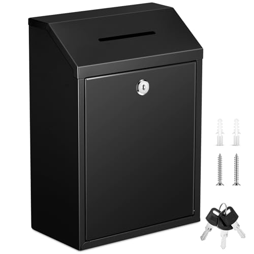 Yaocom Metall-Spendenbox, Sammelbox, sichere Vorschlagsbox mit Schloss, Wandmontage, Briefkasten, Wahlurne, Schlüsselbox für Zuhause, Büro, Außentür, Schwarz, 30 x 21 x 12 cm Yaocom Metall-Spendenbox, Sammelbox, sichere Vorschlagsbox mit Schloss, Wandmontage, Briefkasten, Wahlurne, Schlüsselbox für Zuhause, Büro, Außentür, Schwarz, 30 x 21 x 12 cm von Yaocom