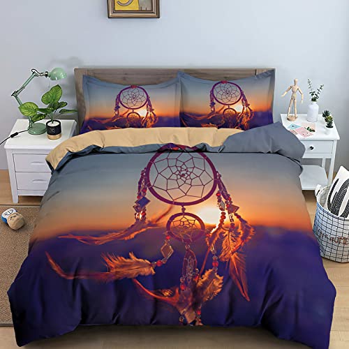 Yaofeiou Bohemian Exotisch Stil Traumfänger Bettwäsche 135x200 Realistisch Traumfänger Muster Bettbezug Damen Mädchen Bettwäsche Dreamcatcher Microfaser Deckenbezug mit Kissenbezug 80x80 von Yaofeiou