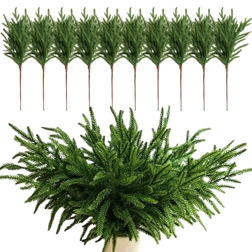 10pcs/Set Norfolk Pine Stiele 18 '' Plastik -Weihnachtshg -Girlande mit grünem Zweig Künstlicher zarter Zederngirlande für Weihnachtshäuser -Dekorzedar 10pcs/Set Norfolk Pine Stiele 18 '' Plastik -Weihnachtshg -Girlande mit grünem Zweig Künstlicher zarter Zederngirlande für Weihnachtshäuser -Dekorzedar von Yaoliucp