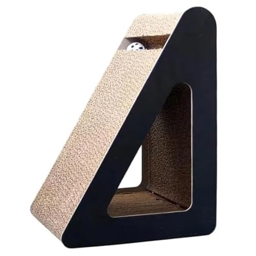 Kartonkatze Kratzer 9x11x15in Wellblech interaktiver Katze Kratzer nach Spielzeug Rampe Dreieck mit drehenden Kugeln Lindert Spannung Innenreversible gekrümmte Kratzer Lounge, Pappkatze Kratzer von Yaoliucp