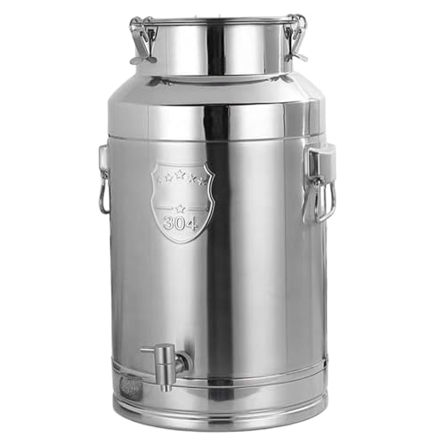 Milchkrüge mit Deckel versiegeln tragbarer 5 -Gallonen -Wasserkrug mit Fass & Griffen & Schnallen Hochleistungs -Edelstahl -Eimer für Nass & Trockenfutter Milchdose von Yaoliucp