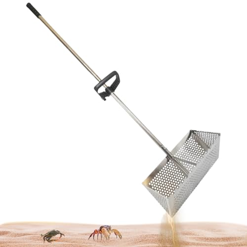 Sandfloh Rake 51.2 '' Edelstahl hexagonaler Sand Rechen mit stumpfen Zähnen und Nicht rutschfestem Grip Sand Sifter Abnehmbarer Sandfloh Rechen für Strand, Sandflohrake für Strand von Yaoliucp