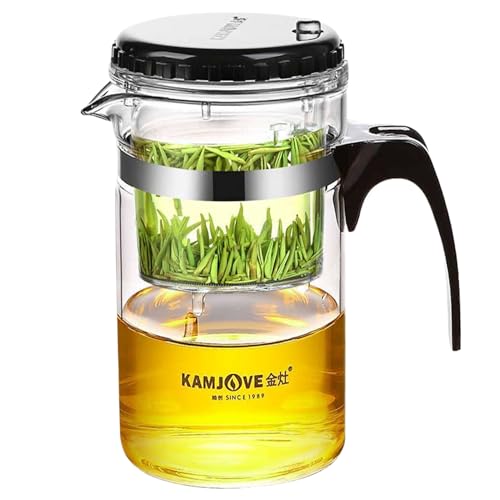 Teekanne Teekannen abtrennbar Popup 500 ml Glas Tee Topf mit Filter & Griffdichtungsfest hitzebeständig. von Yaoliucp