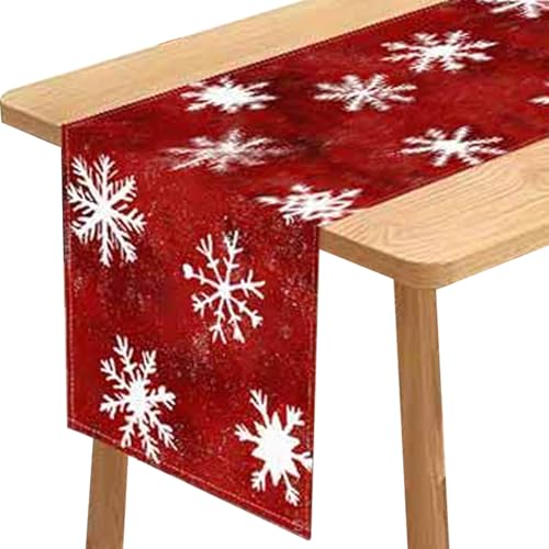 Weihnachtstisch Runner 72 x 13 Zoll Flachs Schneeflocken Weihnachtstisch Dekorationen Waschbarer Dekorationstisch Läufer für Heimküche Esszimmer Läufer von Yaoliucp