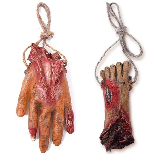 Yaoliucp 2pcs abgetrennte Körperteile, gruselige abgetrennte Hand & Fuß mit Jute -Seil, Horror blutige Körperteile, Vinyl Halloween Hände Fuß für Spukhaus Requisiten Halloween Dekorationen Hände Yaoliucp 2pcs abgetrennte Körperteile, gruselige abgetrennte Hand & Fuß mit Jute -Seil, Horror blutige Körperteile, Vinyl Halloween Hände Fuß für Spukhaus Requisiten Halloween Dekorationen Hände von Yaoliucp