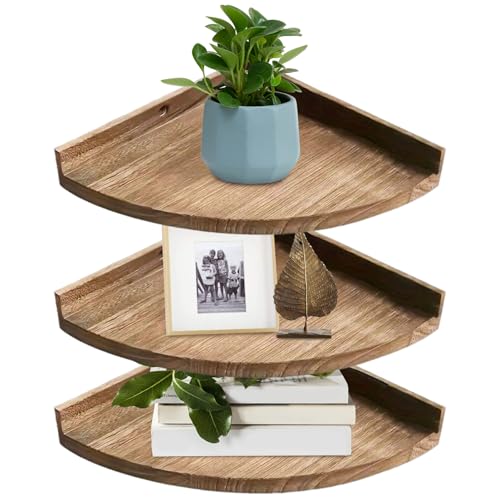 Yaoliucp 3pcs schwimmende Eckregale, 11x11x2 Holz Vintage -Eckwandregal, kleine Regalwandhalterung für Schlafzimmer, Küche, Wohnzimmer und Badezimmer von Yaoliucp