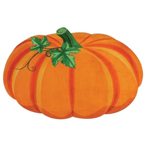 Yaoliucp Halloween Teppich süße Cartoon Kürbis weiche hautfreundliche Orangenbad Matte Nicht rutschdetailliertes Kantennähte Badezimmerdekor für Thanksgiving Halloween Orange Bad Matte von Yaoliucp