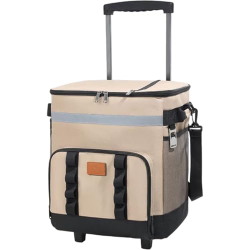 Yaoliucp Kühler mit Rädern und Griff 35L großer zusammenklappbarer Rollkühler-Beutel mit wasserdichtem Multipocket Reißverschluss Isolierter Beutel für Picknickstrand im Freien, mit Rädern und Griff von Yaoliucp