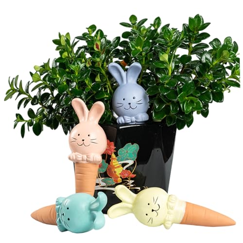 Yaoliucp Terrakotta -Wasserspitzen, 4pcs 120 ml Selbstbewässerungspflanze Spikes, niedliche Kaninchenform Automatischer Pflanzer Wasserer für Innengarten im Freien Garten Balkon von Yaoliucp