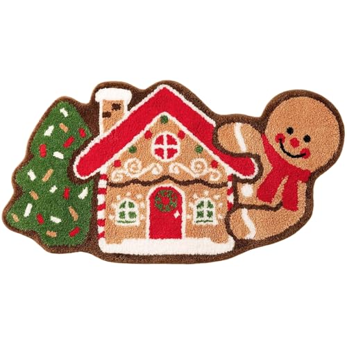 Yaoliucp Weihnachtsteppich, Lebkuchenhaus Weihnachtsbadezimmerteppiche, 41x22 Weiche Tufted Wasser-Absorbens-Fläche Teppich für Wohnzimmer Schlafzimmer Haustür Yaoliucp Weihnachtsteppich, Lebkuchenhaus Weihnachtsbadezimmerteppiche, 41x22 Weiche Tufted Wasser-Absorbens-Fläche Teppich für Wohnzimmer Schlafzimmer Haustür von Yaoliucp