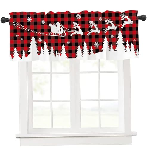 Yaoliucp Weihnachtsvorhänge 54x18in Buffalo Plaid Santa mit Schlittenfenster Valance klares Muster Festliche Weihnachtsdekorationen Innenküchenvorhänge Yaoliucp Weihnachtsvorhänge 54x18in Buffalo Plaid Santa mit Schlittenfenster Valance klares Muster Festliche Weihnachtsdekorationen Innenküchenvorhänge von Yaoliucp