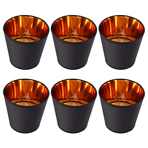 Yaootely Schwarze Lampenschirme mit Gold Futter Licht Schirmen Kerzen Kronleuchter Lampen Schirme, 6 Set Yaootely Schwarze Lampenschirme mit Gold Futter Licht Schirmen Kerzen Kronleuchter Lampen Schirme, 6 Set von Yaootely