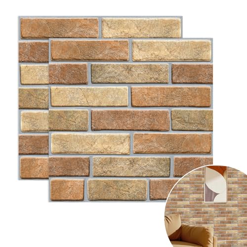 YapitHome 10 Stücke 3D Wandpaneele Selbstklebende Ziegel Tapete Steintapete Selbstklebend 30x30cm 3D Wall Panel für Badezimmer,Wohnzimmer,Küche,Schlafzimmer von YapitHome