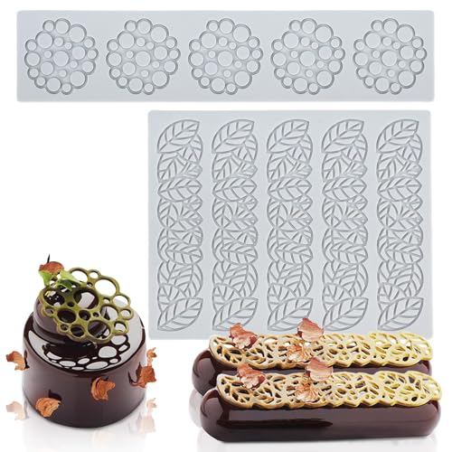 YapitHome 2 Stück Silikon-Spitzen-Matte,Silikon-Fondant-Spitzenmatte,Silikonform Backen für Backen,Zucker Handwerk,Kuchen Dekoration,Tellerdekoration von YapitHome