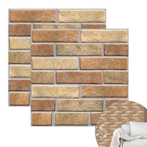 YapitHome 20 Stücke 3D Wall Panels Steintapete Selbstklebend 30x30cm 3D Wandpaneele Selbstklebend für Badezimmer,Wohnzimmer,Küche,Schlafzimmer von YapitHome