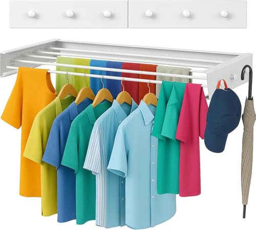 Yaqor Wäscheständer Wandmontage Oder Wäscheständer Wand. Ausziehbar Und Platzsparend. Wäschetrockner Klein Für Wand. Clothes Drying Rack Zeitlos Praktisch - (Weiß, 80Cm) (120 cm) von Yaqor
