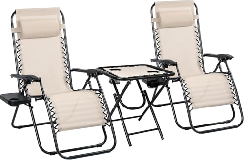 Yaqor X2 Gartenliege Klappbar & Wetterfest. Set Sonnenliege Klappbar. Wetterfeste Gartenliege Mit Tisch, Kopfstütze & Getränkehalter. Relaxliege Für Garten, Terrasse, Balkon, Pool & Camping von Yaqor