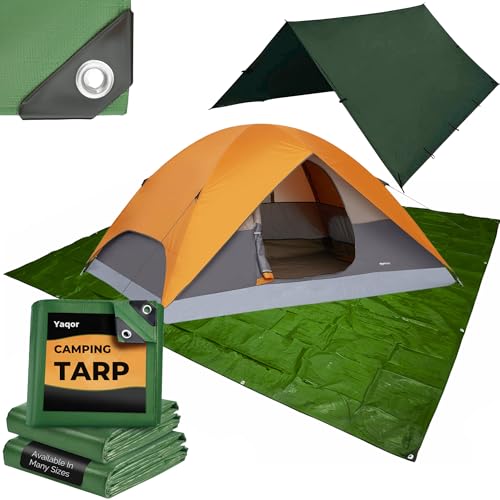 Zeltunterlage Oder Zeltbodenplane. Plane Mit Ösen Oder Abdeckplane Wasserdicht. Plane Wasserdicht Für Den Außenbereich Oder Wasserdichtes Außenvordach. Robuster Schutz Mit Abdeckplanen (3x3.8m) von Yaqor