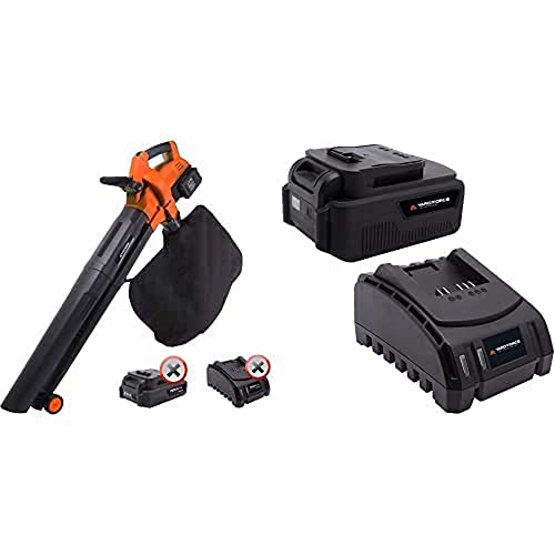 YARD FORCE Dual 20V Batterie Akku-Laubbläser LB C20W, 200 km/h Luftgeschwindigkeit, mit 45 l Fangsack, einfache Saug- / Blasfunktion, mit 20V / 4,0 Ah Akku x 2 & Ladegerät x 2 von Yard Force