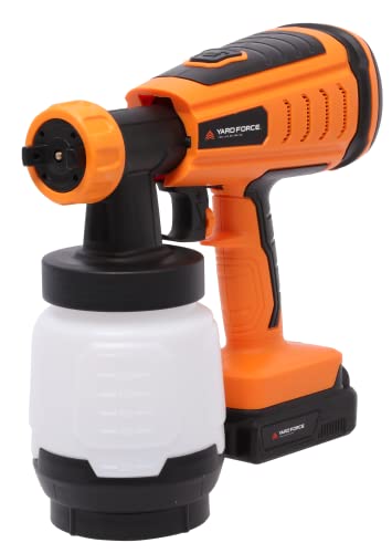 Yard Force Akku-Farbsprühgerät LP C06P mit 20V / 2,0 Ah Lithium Akku, bürstenloser Motor, 1000 ml Behälter, 2 Düsen, 700 ml/min max. Durchflussmenge von Yard Force