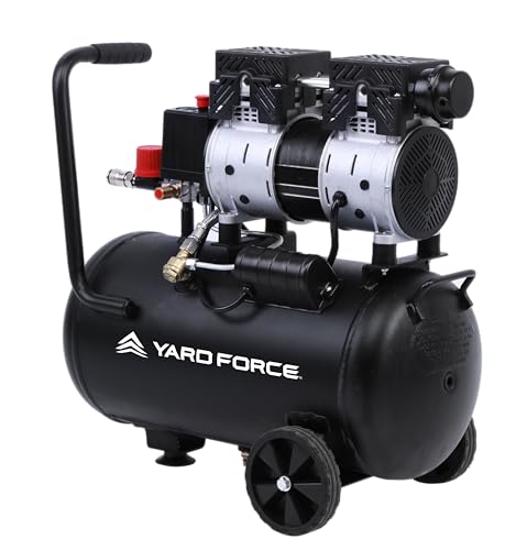 Yard Force EX ARC24 Silent Kompressor 24 L – 8 bar, 750 W, 128 l/min | Öl-frei & wartungsarm | 67 dB leise | Druckregler & Manometer | Fahrgriff & Rollen von Yard Force