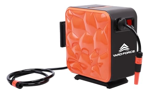 Yard Force HW HR20B Automatischer Gartenschlauchaufroller 20 m – 180° Quick-Release Wand¬halter, Auto-Rewind, 8 bar, inkl. Sprühdüse & Adapter-Set von Yard Force