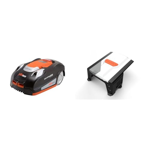 Yard Force Mähroboter NX60i bis zu 600 qm - Selbstfahrender Rasenmäher Roboter mit WLAN-Verbindung, App-Steuerung, iRadar Ultraschallsensor, Kantenschneide-Funktion, LCD-Bedienfeld mit schwarz Garage von Yard Force