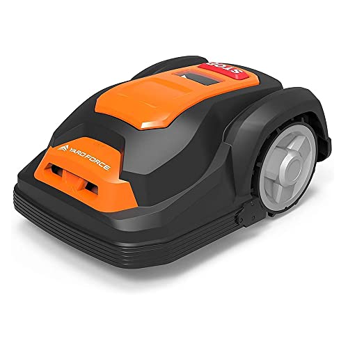 Yard Force Mähroboter SA900ECO, geeignet für Rasenflächen bis zu 900 qm, Kantenschneide-Funktion, Regensensor und bürstenloser Motor, 28 V, schwarz/orange von Yard Force