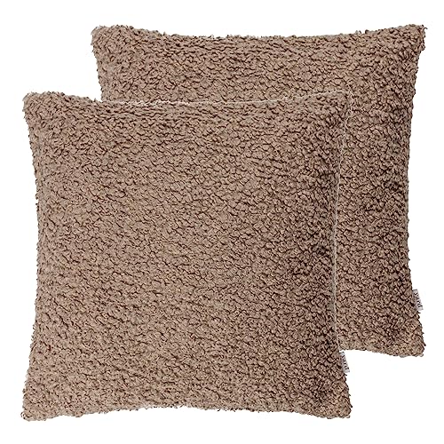 Yard Cabu Strukturiertes Boucle-Kissen, Polyester, gefüllt, Taupe, 45 x 45 cm, Doppelpack von Yard