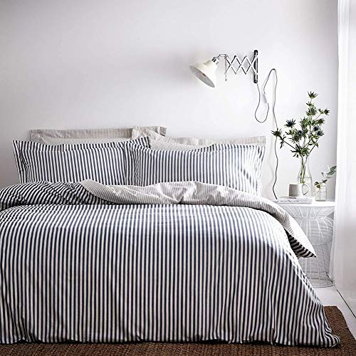 Yard HEBDEN KS Duvet Set Navy, Baumwolle, Blau/Grau/Natural, King von The Linen Yard