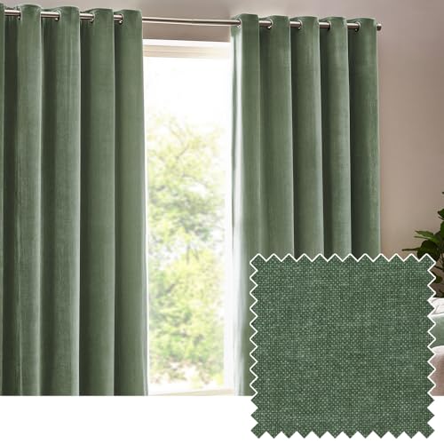 Yard Heavy Chenille Ösenvorhang Paar – Gefütterter Raumverdunkelungsvorhang aus weichem Samt in erdiger neutraler Wohnkultur (Eukalyptus - 168x183cm) Yard Heavy Chenille Ösenvorhang Paar – Gefütterter Raumverdunkelungsvorhang aus weichem Samt in erdiger neutraler Wohnkultur (Eukalyptus - 168x183cm) von Yard