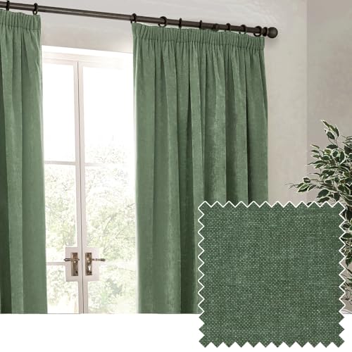 Yard Heavy Chenille Bleistiftfaltenvorhang Paar – Raumverdunkelungsvorhang aus weichem Samt in erdiger neutraler Wohnkultur (Eukalyptus - 168x229cm) Yard Heavy Chenille Bleistiftfaltenvorhang Paar – Raumverdunkelungsvorhang aus weichem Samt in erdiger neutraler Wohnkultur (Eukalyptus - 168x229cm) von Yard
