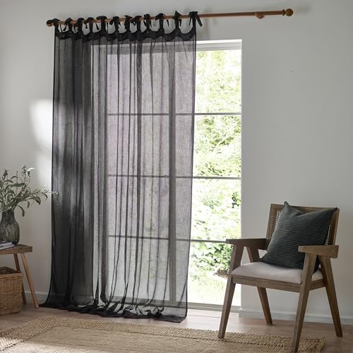 Yard Nimbus durchsichtiger Vorhang zum Binden – Schwarz – 140 x 250 cm von Yard